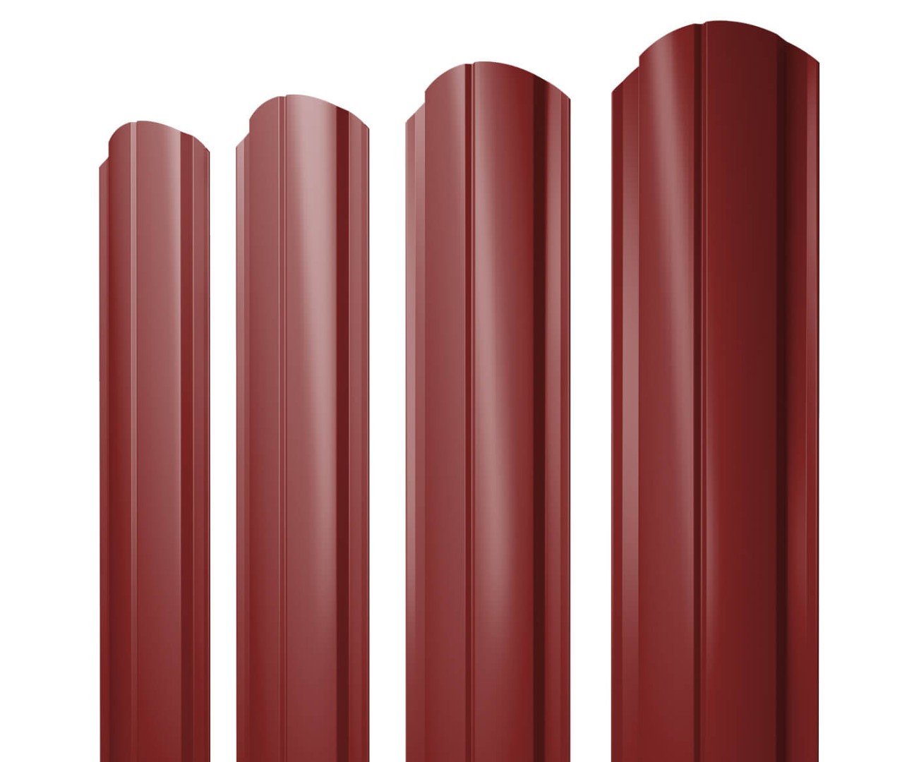 Штакетник Полукруглый Slim фигурный 0,5 Satin RAL 3011 коричнево-красный
