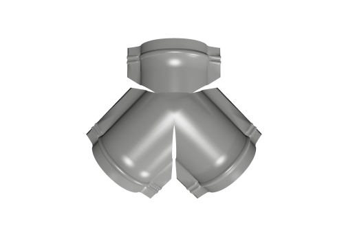 Тройник Y конька полукруглого 0,45 PE с пленкой RAL 9006 бело-алюминиевый